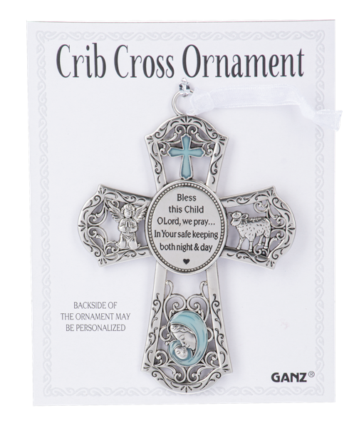 Crib Cross Ornament - Blue