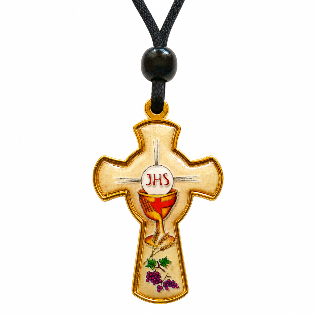 First Communion Enamel Cross on Cord