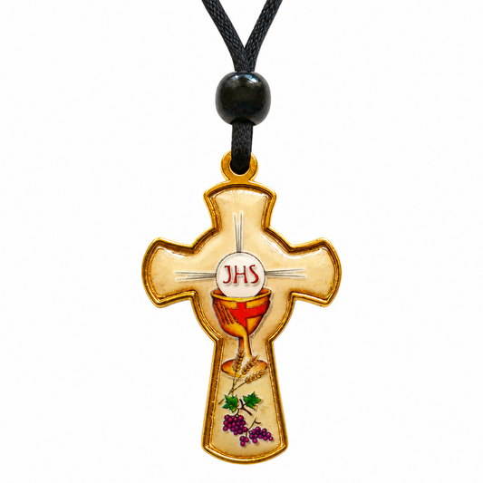 First Communion Enamel Cross on Cord