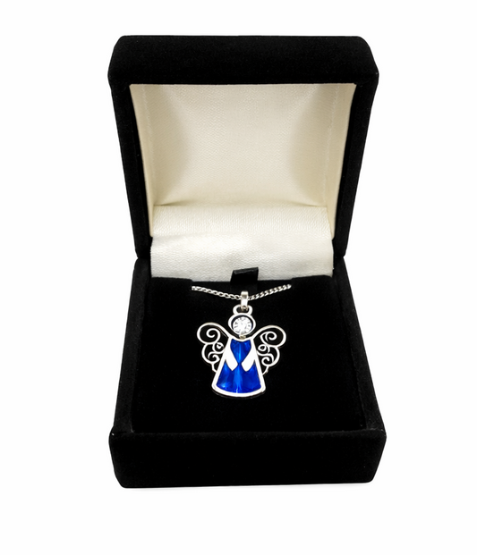 Guardian Angel Pendant (Blue) with Chain
