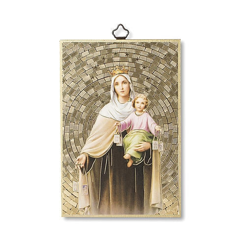 Woodcut Plaque - Our Lady of Mount Carmel, 6" (Italy)