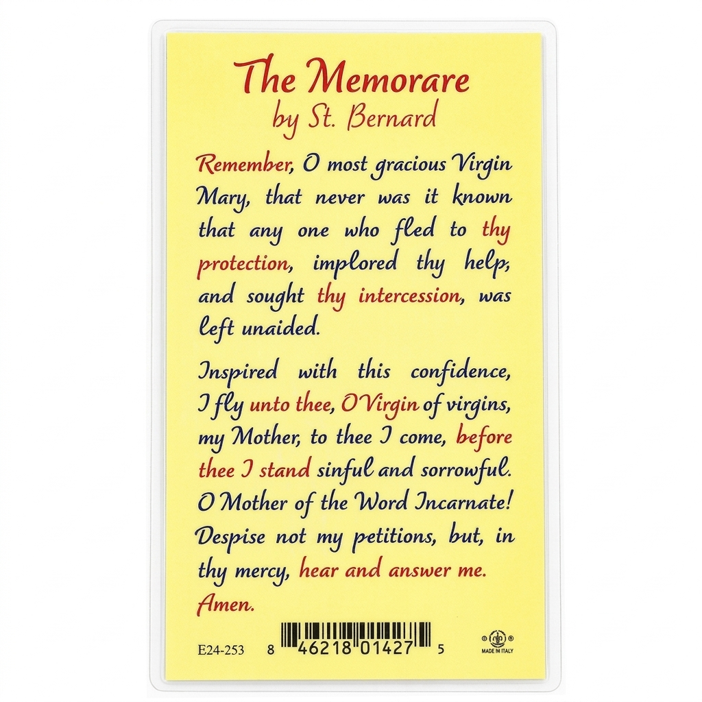 The Memorare Prayer Card (Made in Italy)