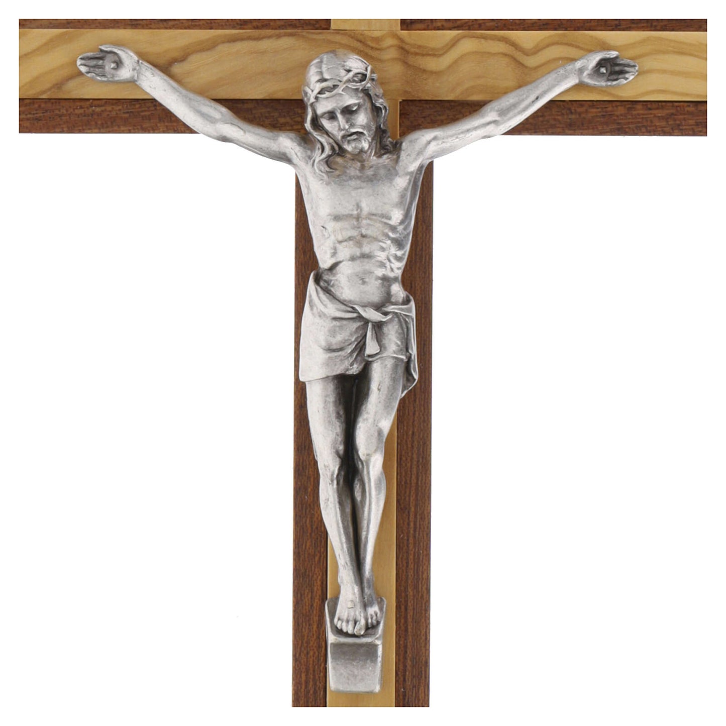 Mahogany & Olive Wood Wall Crucifix, 8" (Made in Italy)