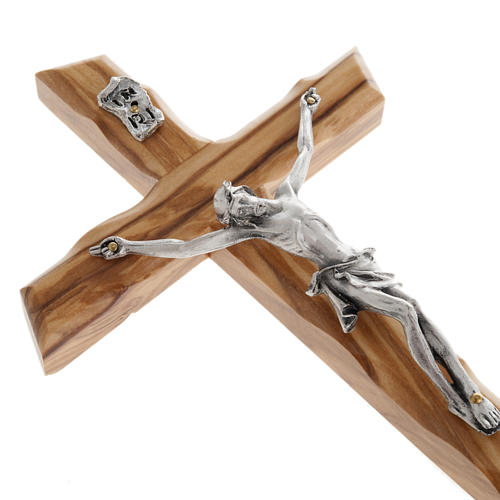 Modern Crucifix in Olive Wood, 8" (Made in Italy)