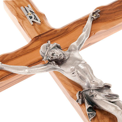 Modern Crucifix in Olive Wood, 8" (Made in Italy)