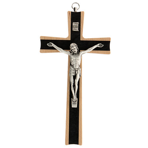 Two-tone Wood Crucifix, 8" (Made in Italy)