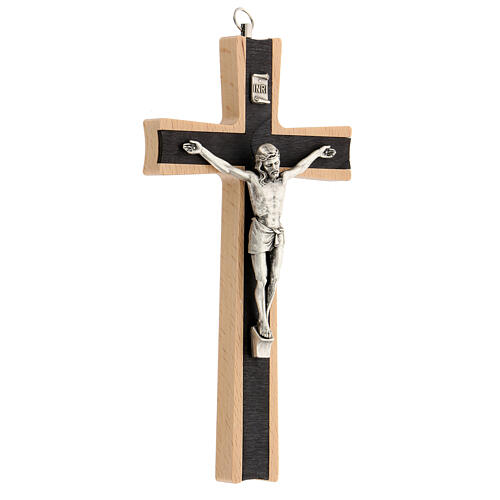 Two-tone Wood Crucifix, 8" (Made in Italy)