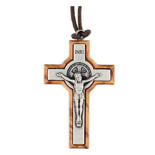 Saint Benedict Cross Pendant – Assisi Olive Wood