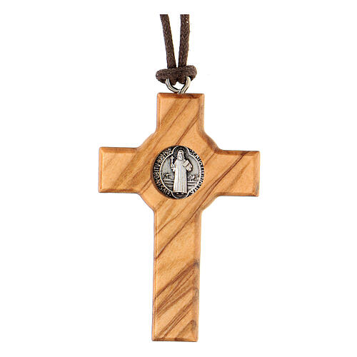 Saint Benedict Cross Pendant – Assisi Olive Wood
