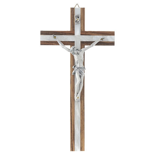 Crucifix with Mother of Pearl Inlay, 8.5" (Italy)
