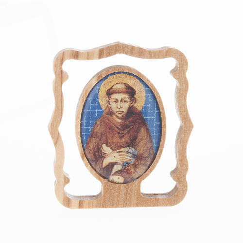 St Francis Holy Picture in Olive Wood Frame (Made in Italy)