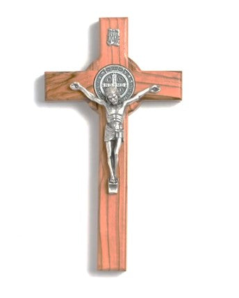 St Benedict Olivewood Wall Crucifix 6.25" (Bethlehem)