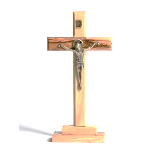 Olive Wood Standing Crucifix, 7"