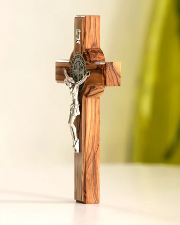 St Benedict Olivewood Wall Crucifix 6.25" (Bethlehem)