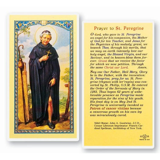 St Peregrine Laminated Prayer Card