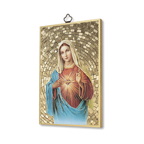 Woodcut Plaque - The Immaculate Heart of Mary, 6" (Italy)