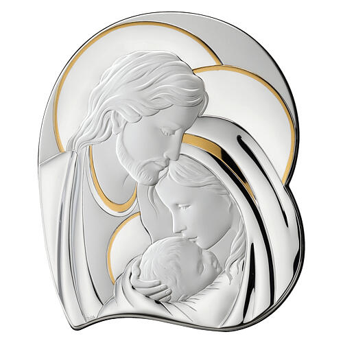 Holy Family Frame – Silver-Plated Italian Icon with Gold Accents – 3"