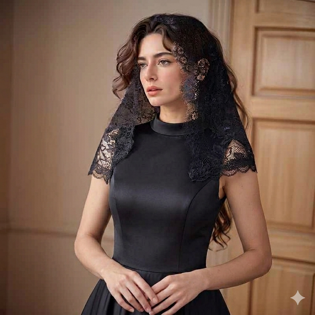 Liturgical Chapel Veil - Black