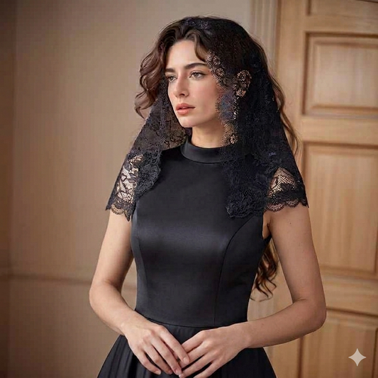 Liturgical Chapel Veil - Black