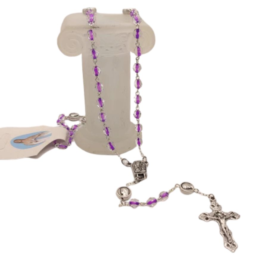 Italian Made Rosary with Our Lady Medals (Violet)