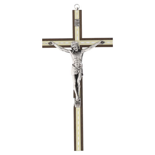 Dark Hornbeam and Silver Wall Crucifix – 12" (Made in Italy)