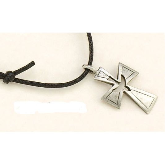 Pewter Dove Cross Pendant on Cord