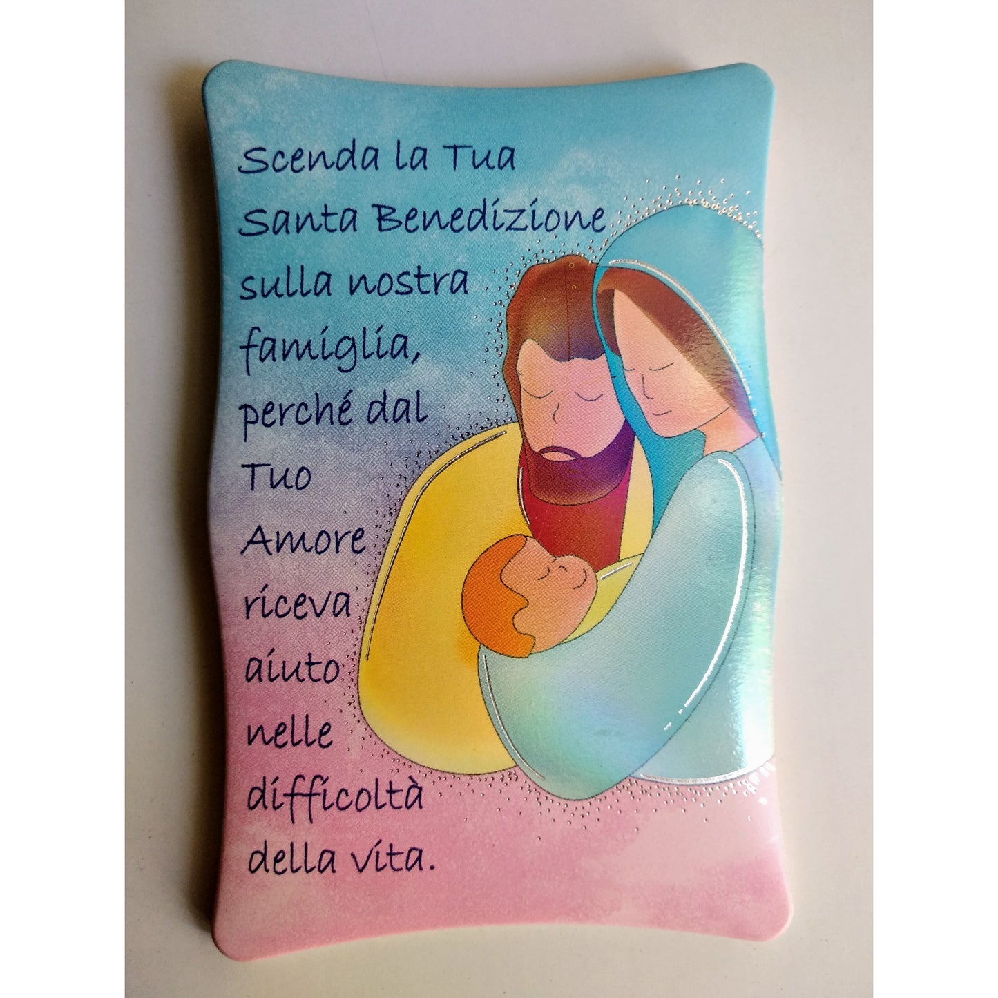 Holy Family Desktop Plaque with Prayer, 4"