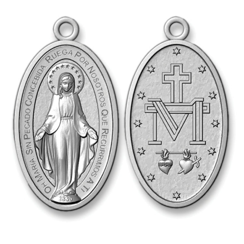 Miraculous Medal (Silver), 1.25" (H) - Italy