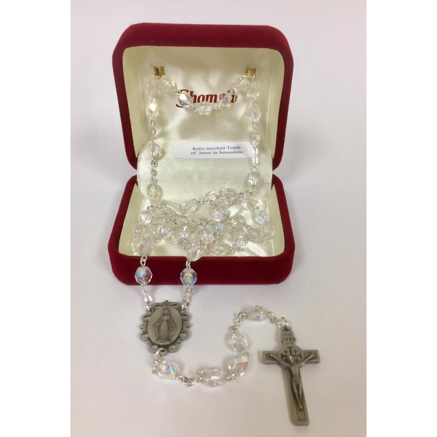 Holy Land Relic Rosary (Crystal) with Velvet Case