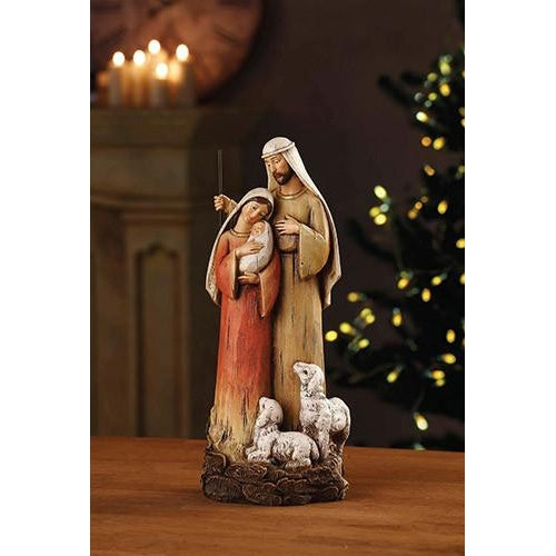 Holy Family with Lambs, 12" H