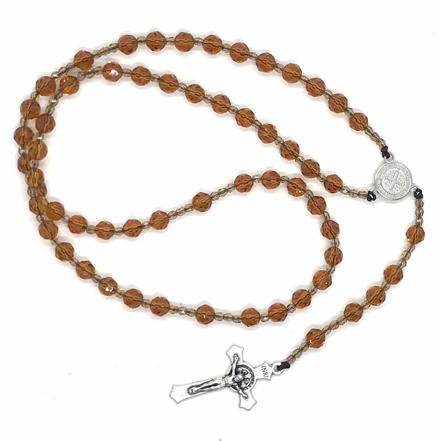 St Benedict Crystal Rosary - Amber