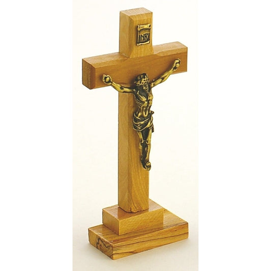 Olive Wood Standing Crucifix, 5.5"