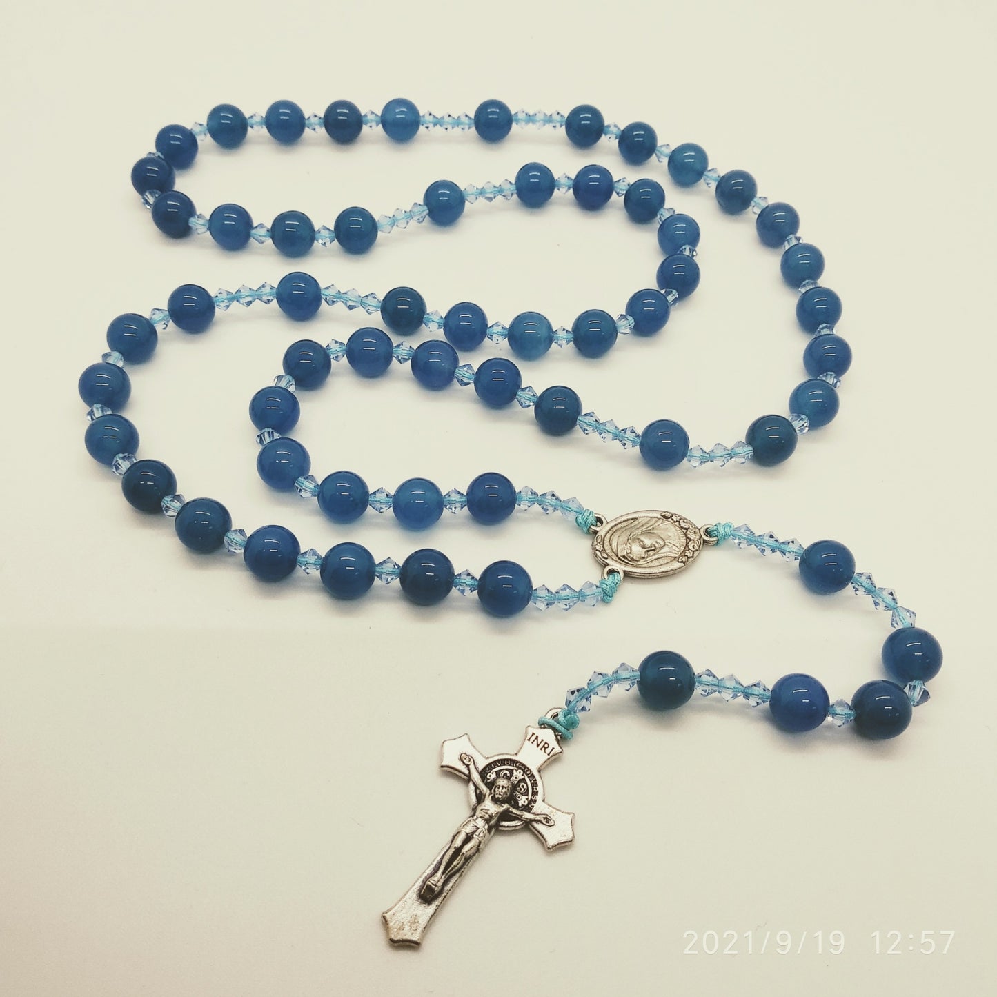 Agate Rosary (Blue) with St. Benedict Crucifix