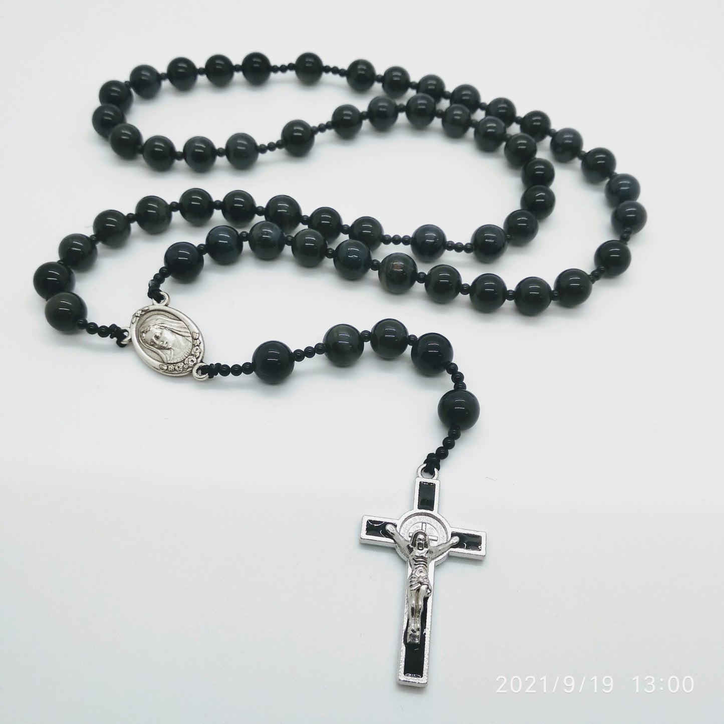 Agate Rosary (Back) with matching St. Benedict Crucifix