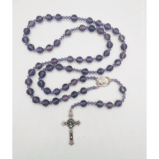 Crystal Rosary (Purple) with St Benedict Crucifix