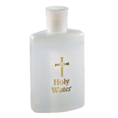 Holy Water Bottle with Gold Lettering, 4 oz.