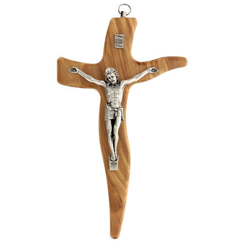 Olive Wood Modern Wall Crucifix, 8" (Italy)