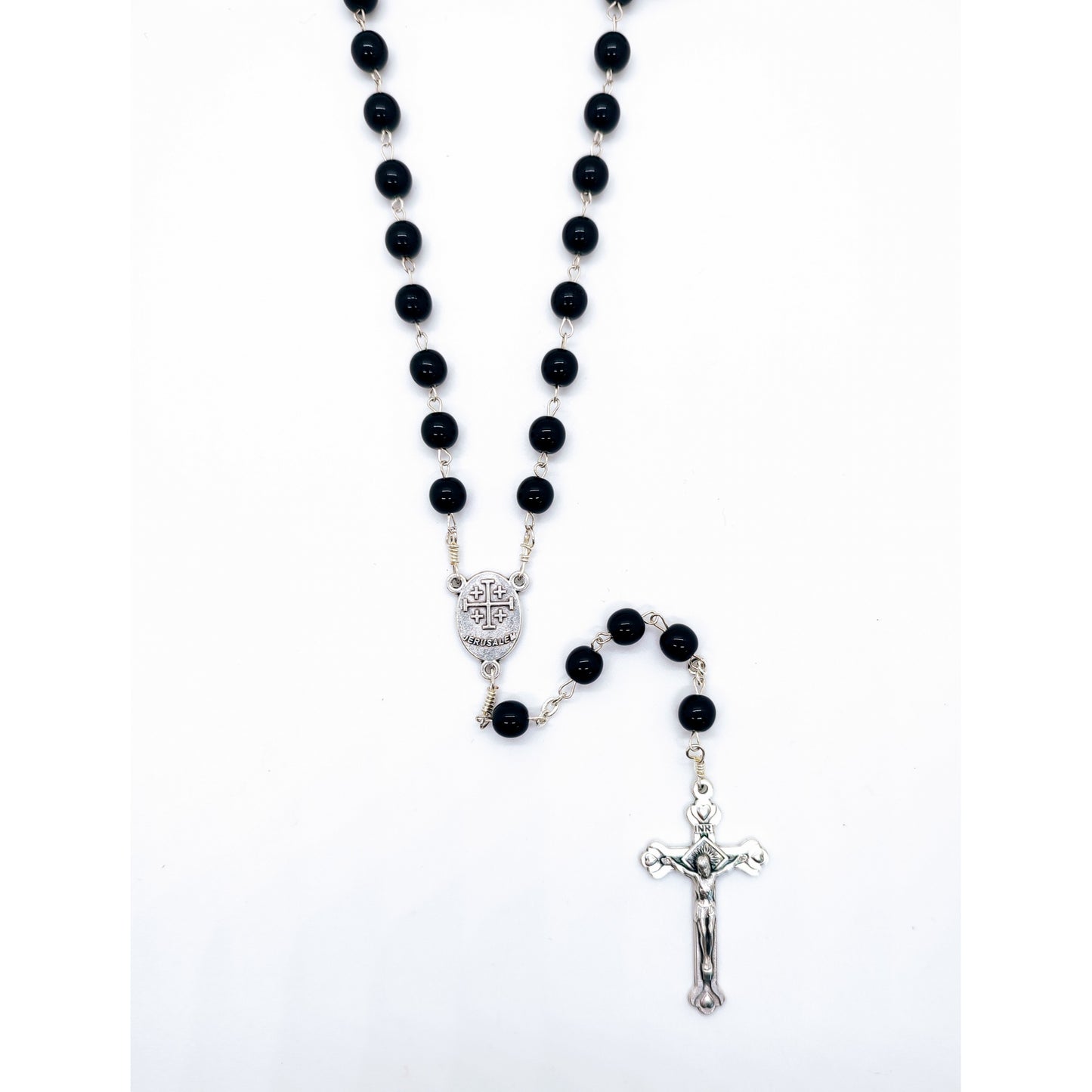 Jerusalem Rosary (Black) with Clear Case