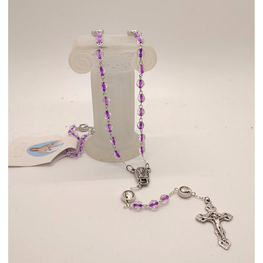 Italian Made Rosary with Our Lady Medals (Violet)