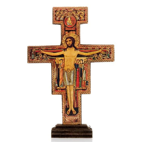 San Damiano Wood Standing Crucifix, 5.5" (Italy)