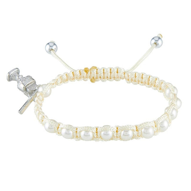 First Communion Pearl Beads Bracelet (White)