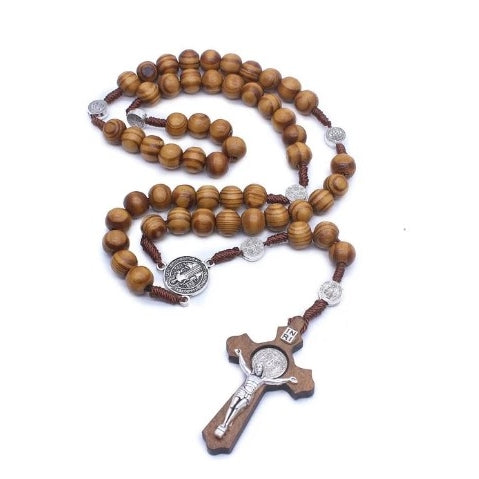 St Benedict Wood Rosary (Brown)