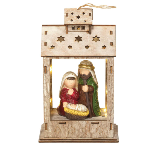 Nativity LED Lighted Lantern, 8"