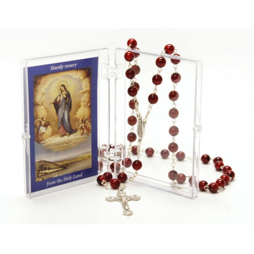 Jerusalem Rosary (Burgundy) with clear case