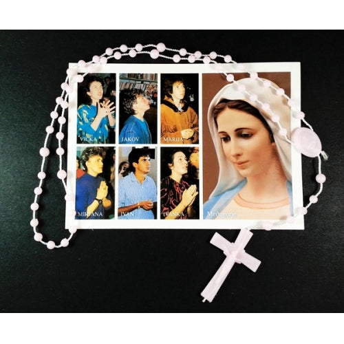 Blessed Medjugorje rosary pack with postcard