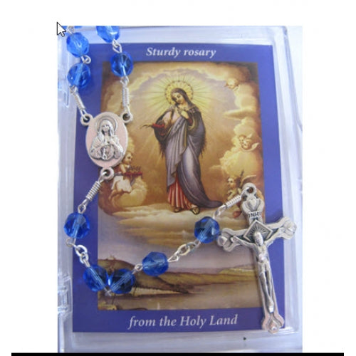 Jerusalem Rosary - Sapphire with Case